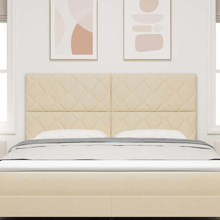 LED sengegavl Creme 180 cm Stof