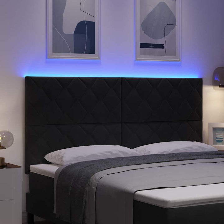 LED sengegavl Sort 180 cm Fløjl