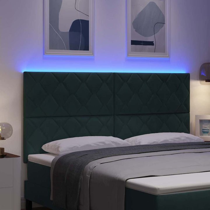 LED sengegavl Mørkegrøn 180 cm Fløjl