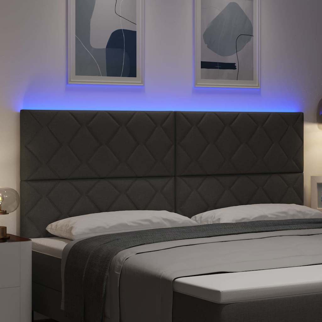 LED sengegavl Grå 200 cm Stof