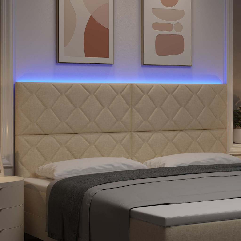 LED sengegavl Creme Stof