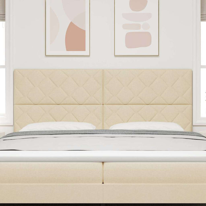 LED sengegavl Creme Stof