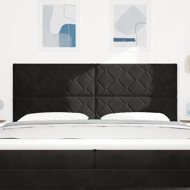 LED sengegavl Sort 200 cm Fløjl