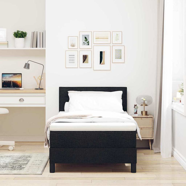 Box spring seng med hovedgærde Sort 80 x 200 cm Stof