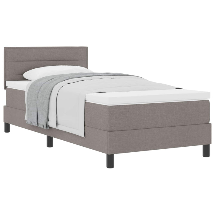 Box spring seng med hovedgærde Gråbrun 80 x 200 cm Stof