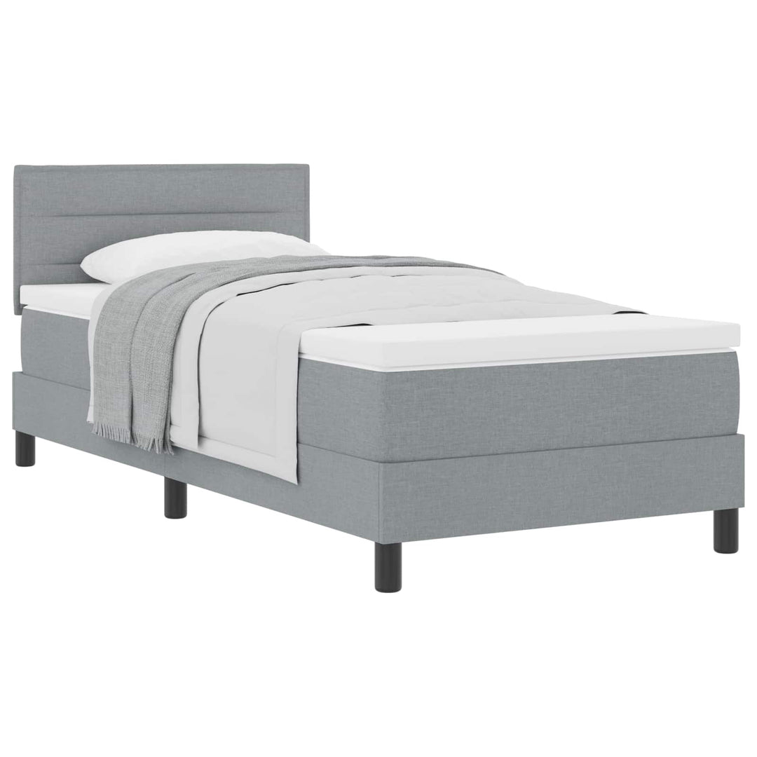 Box spring seng med hovedgærde Lysegrå 90 x 190 cm Stof