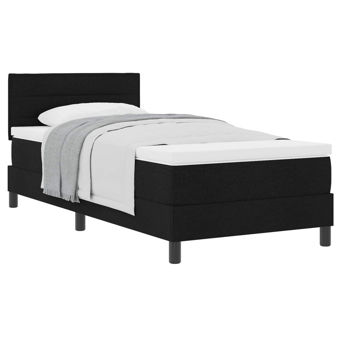 Box spring seng med hovedgærde Sort 90 x 190 cm Stof