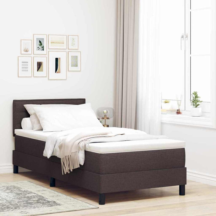 Box spring seng med hovedgærde Mørk Brun 90 x 190 cm Stof