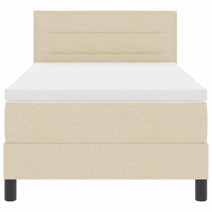 Box spring seng med pude med hovedgærde Creme 90 x 190 cm Stof