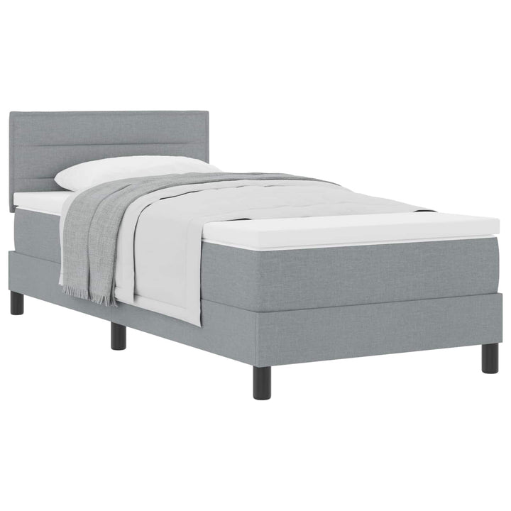 Box spring seng med hovedgærde Lysegrå 90 x 200 cm Stof