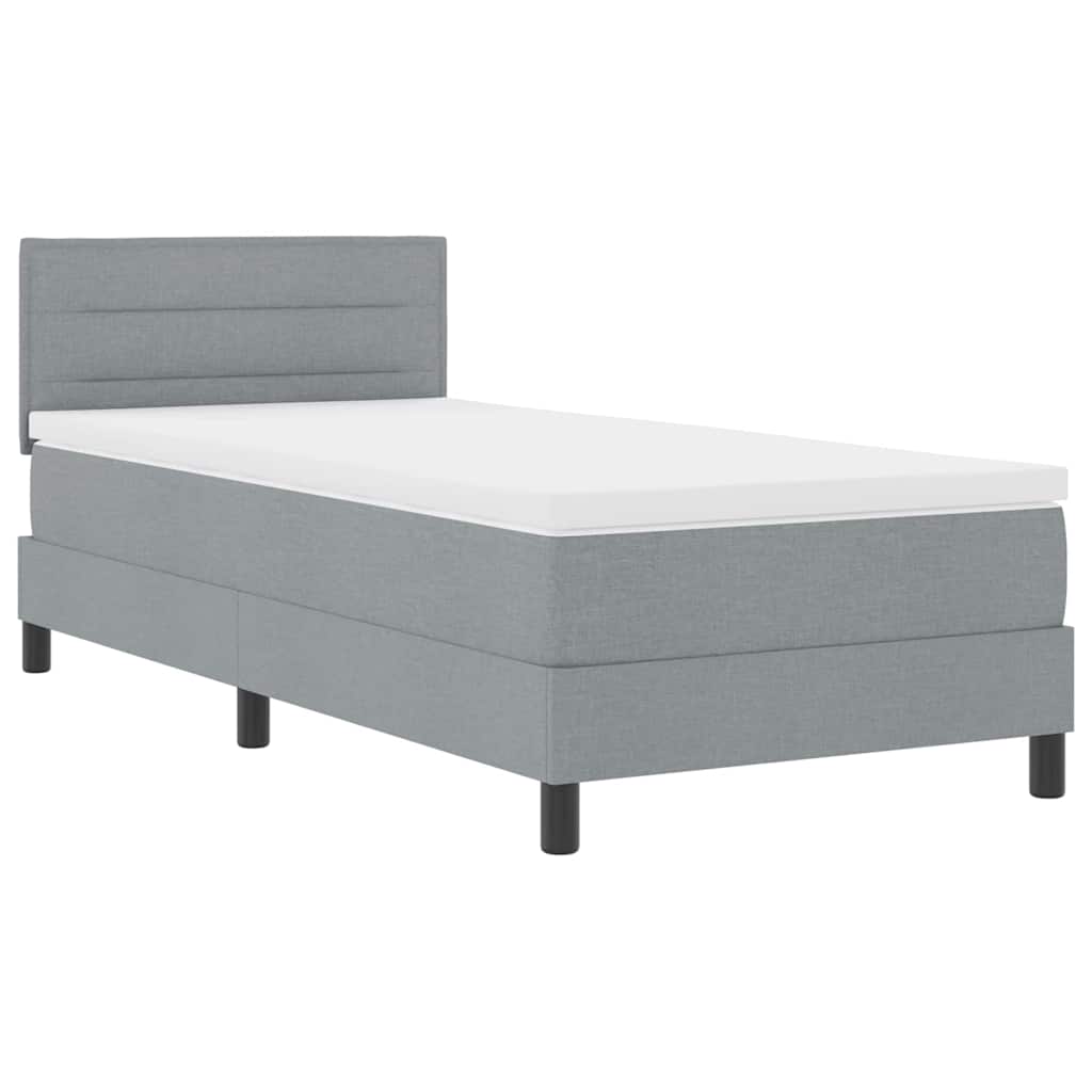 Box spring seng med hovedgærde Lysegrå 90 x 200 cm Stof