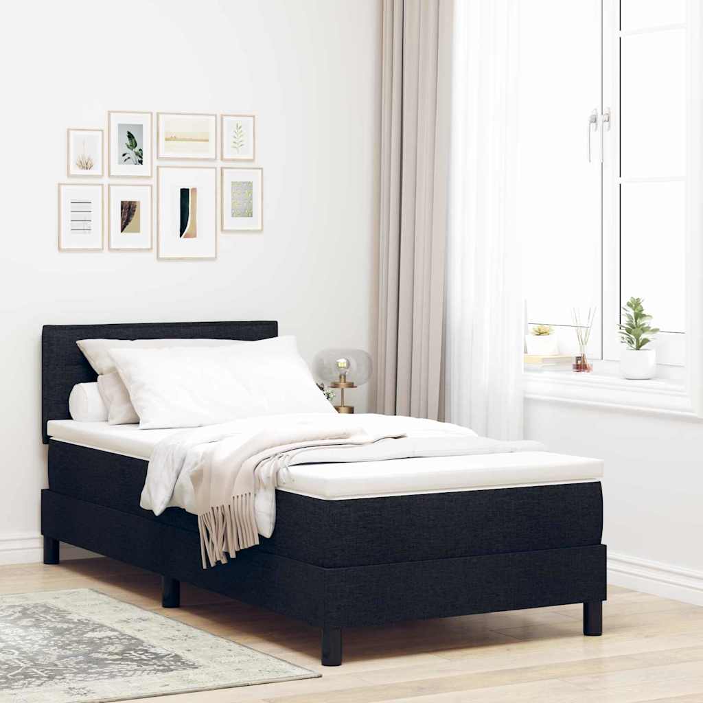 Box spring seng med hovedgærde Sort 90 x 200 cm Stof