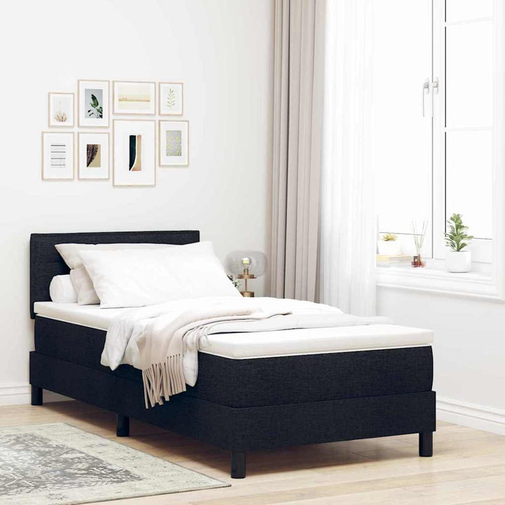 Box spring seng med hovedgærde Sort 100 x 200 cm Stof