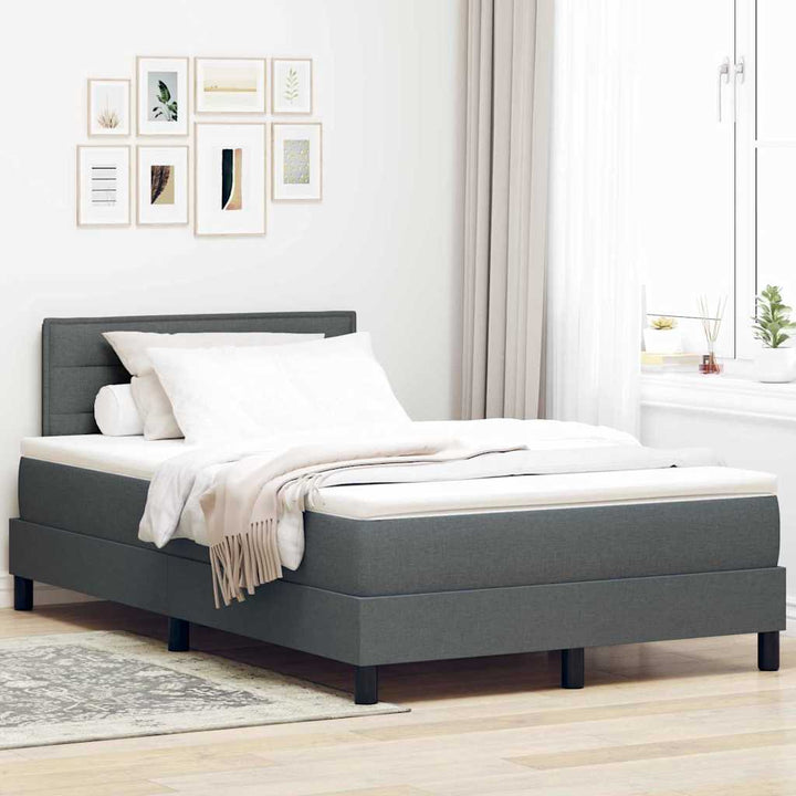Box spring seng med hovedgærde Mørkegrå 120 x 190 cm Stof