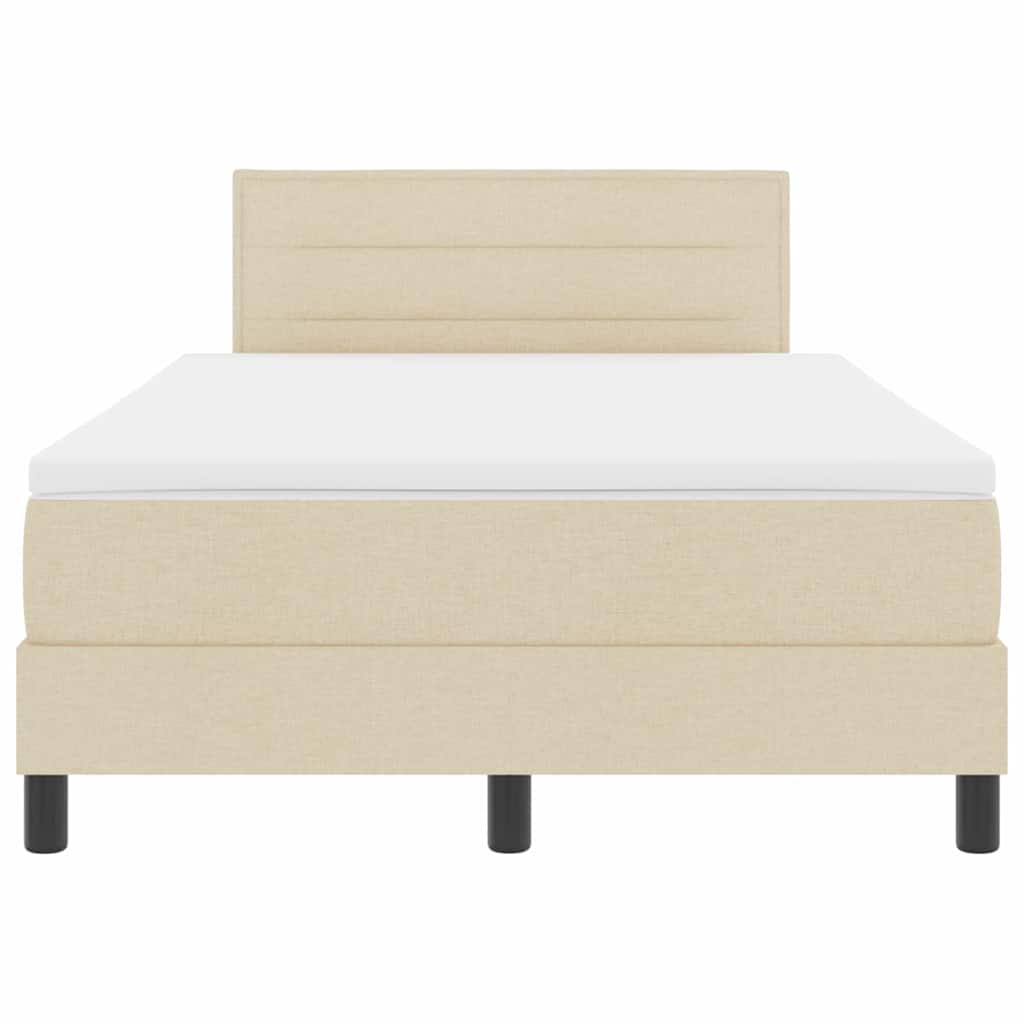 Box spring seng med hovedgærde Creme 120 x 200 cm Stof