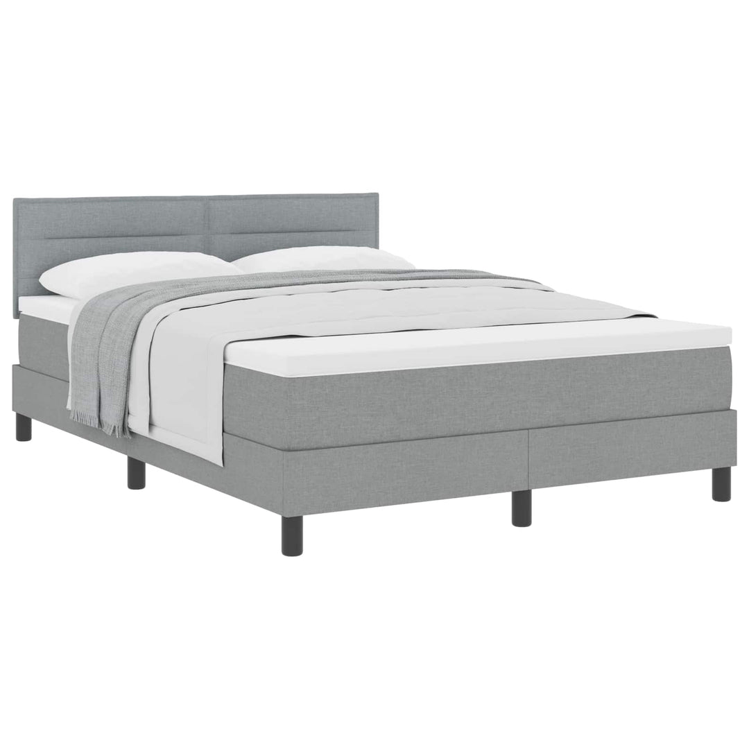 Box spring seng med hovedgærde Lysegrå 140 x 190 cm Stof