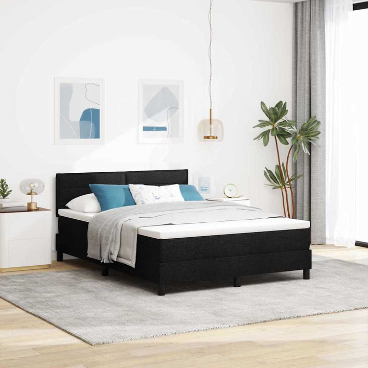 Box spring seng med hovedgærde Sort 140 x 190 cm Stof