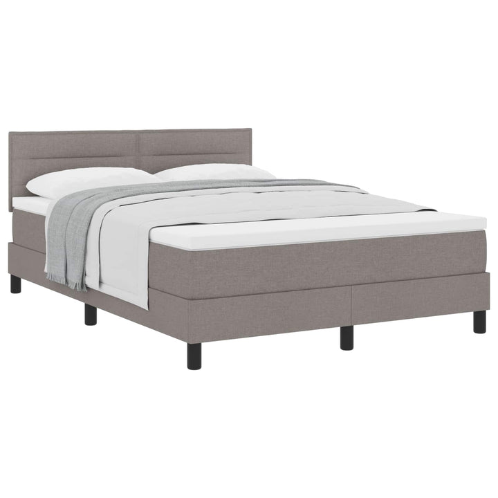 Box spring seng med hovedgærde Gråbrun 140 x 190 cm Stof