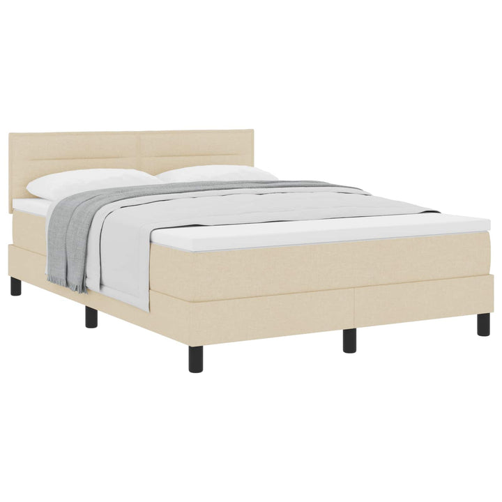 Box spring seng med pude med hovedgærde Creme 140 x 190 cm Stof