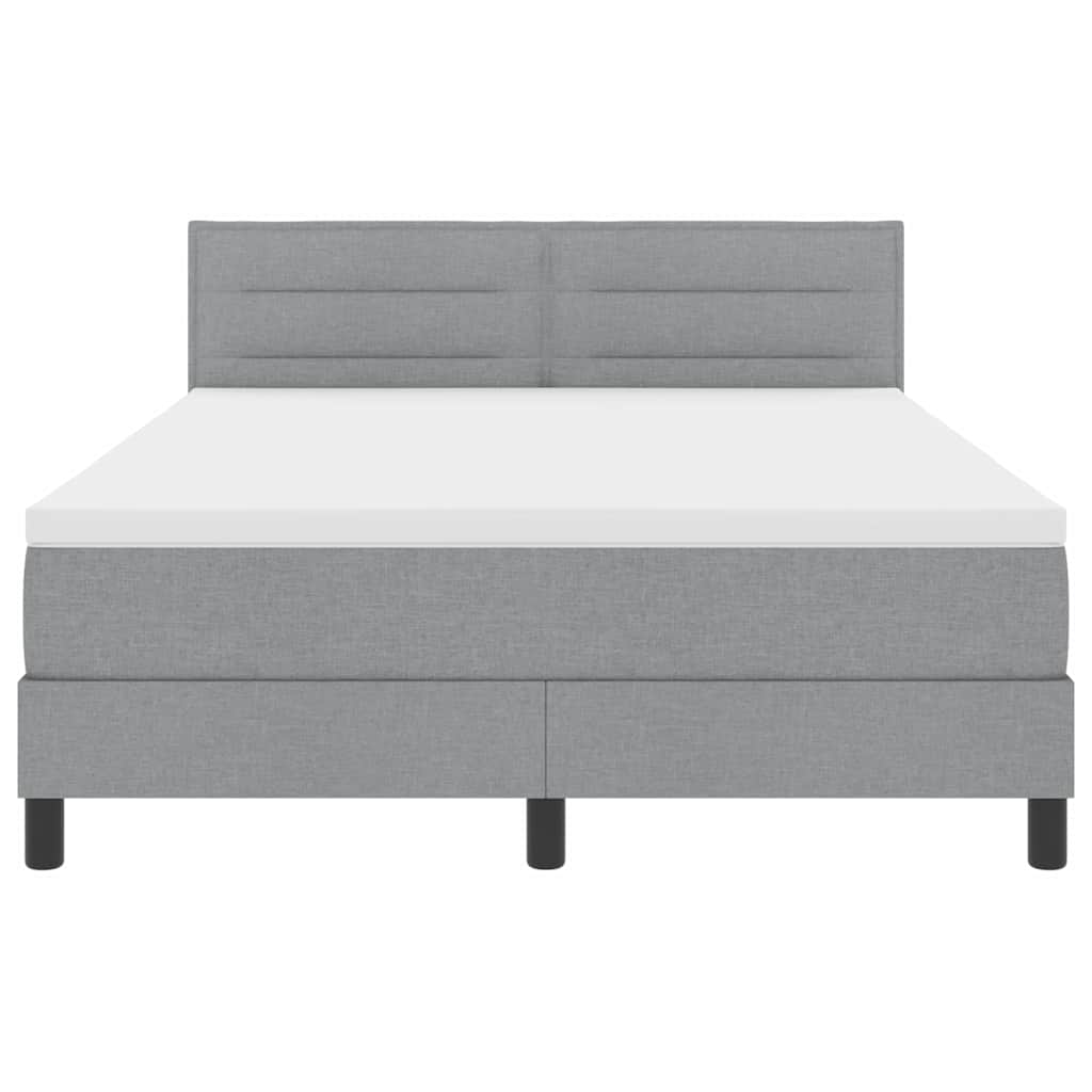 Box spring seng med hovedgærde Lysegrå 140 x 200 cm Stof