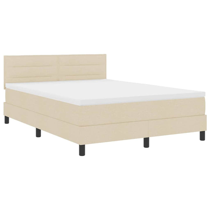 Box spring seng med hovedgærde Creme 140 x 200 cm Stof