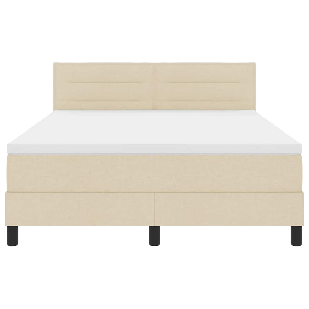 Box spring seng med hovedgærde Creme 140 x 200 cm Stof