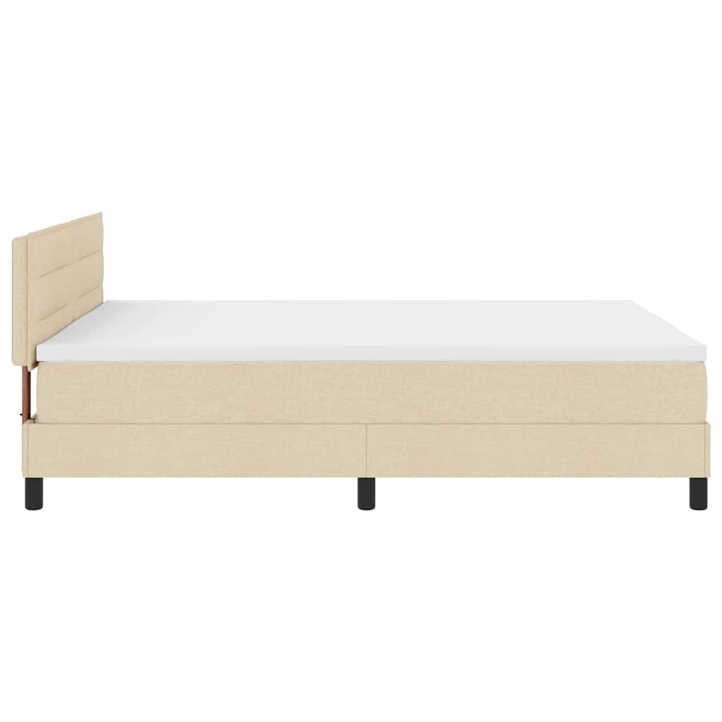 Box spring seng med hovedgærde Creme 140 x 200 cm Stof