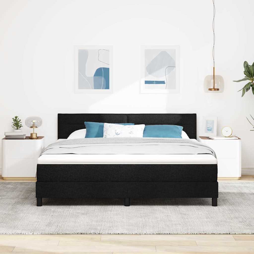 Box spring seng med hovedgærde Sort 180 x 200 cm Stof