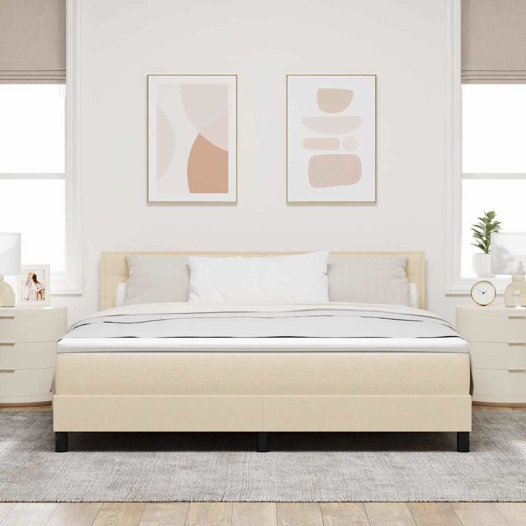 Box spring seng med pude med hovedgærde Creme 180 x 200 cm Stof