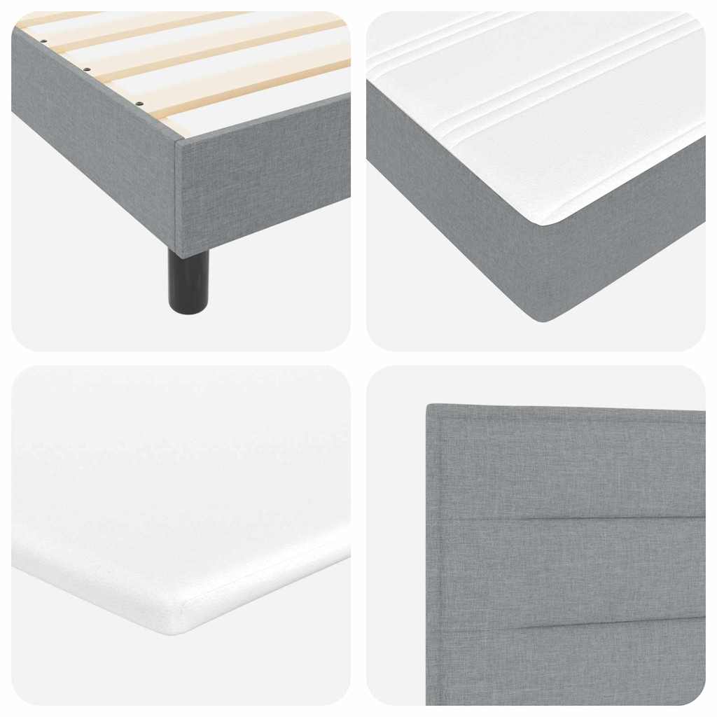 Box spring seng med hovedgærde Lysegrå 200 x 200 cm Stof