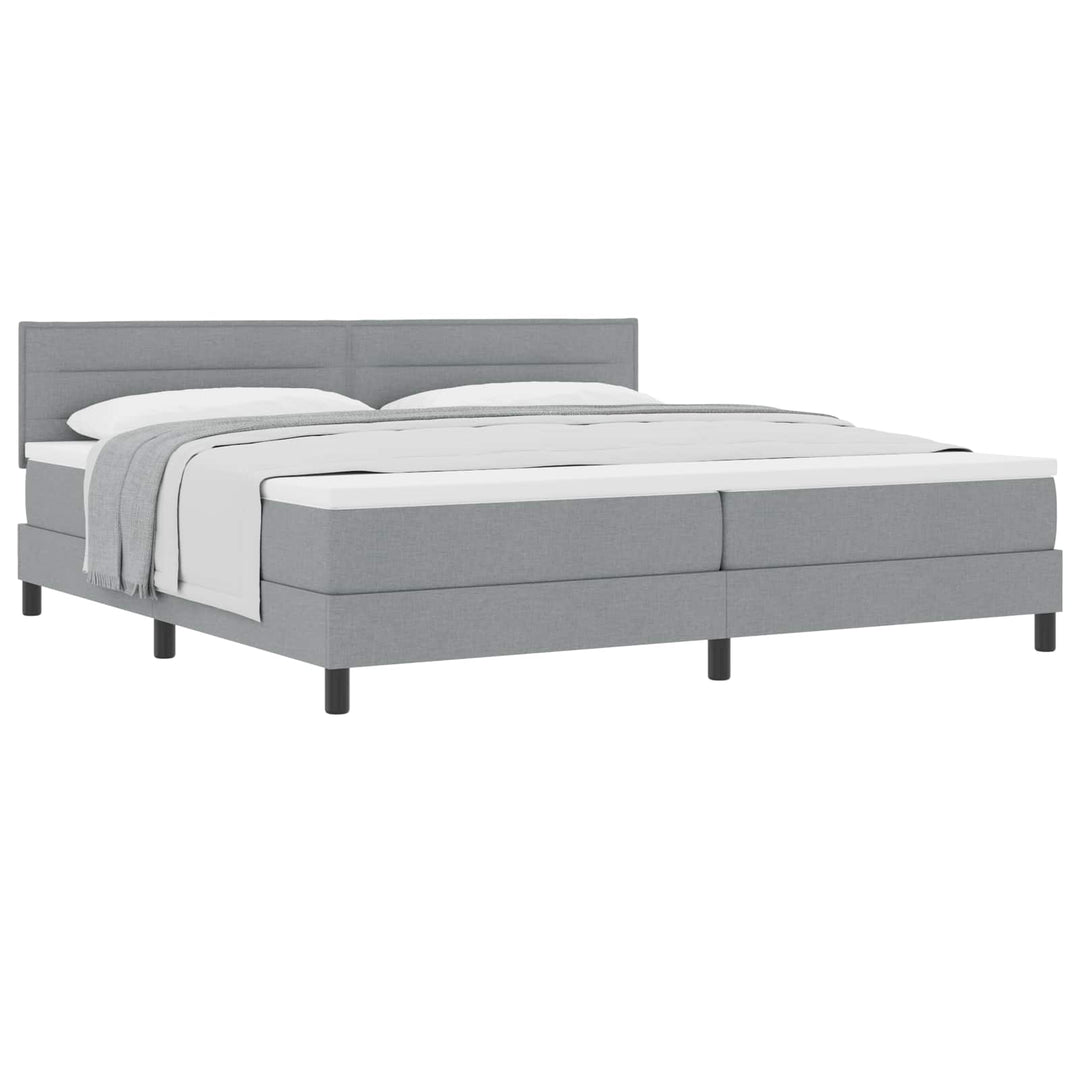 Box spring seng med hovedgærde Lysegrå 200 x 200 cm Stof