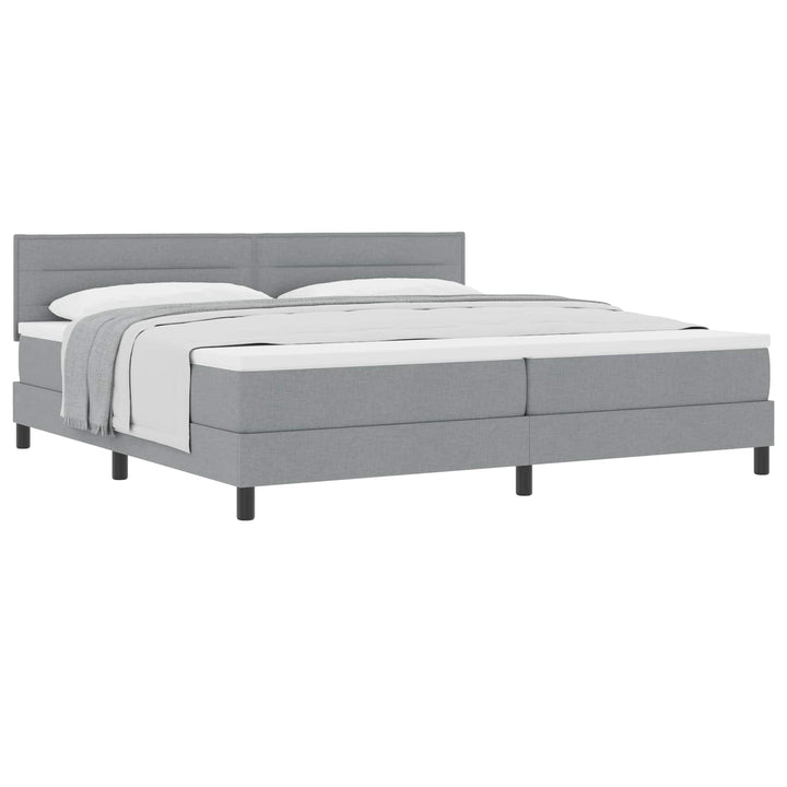 Box spring seng med hovedgærde Lysegrå 200 x 200 cm Stof
