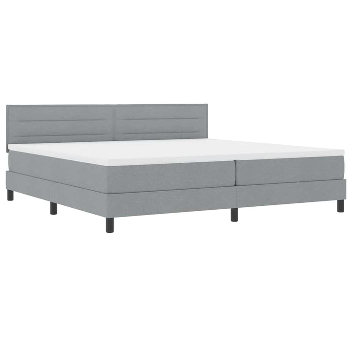 Box spring seng med hovedgærde Lysegrå 200 x 200 cm Stof
