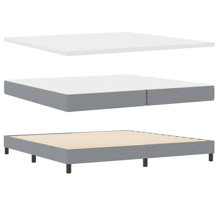 Box spring seng med hovedgærde Lysegrå 200 x 200 cm Stof