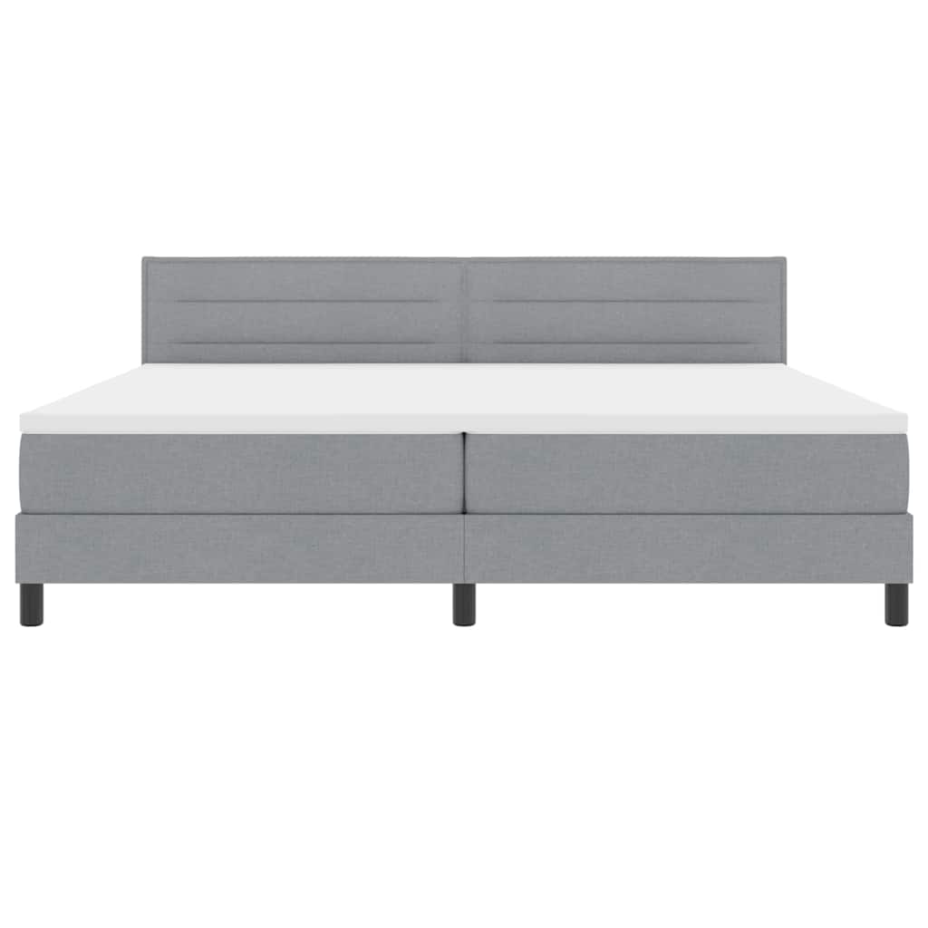 Box spring seng med hovedgærde Lysegrå 200 x 200 cm Stof