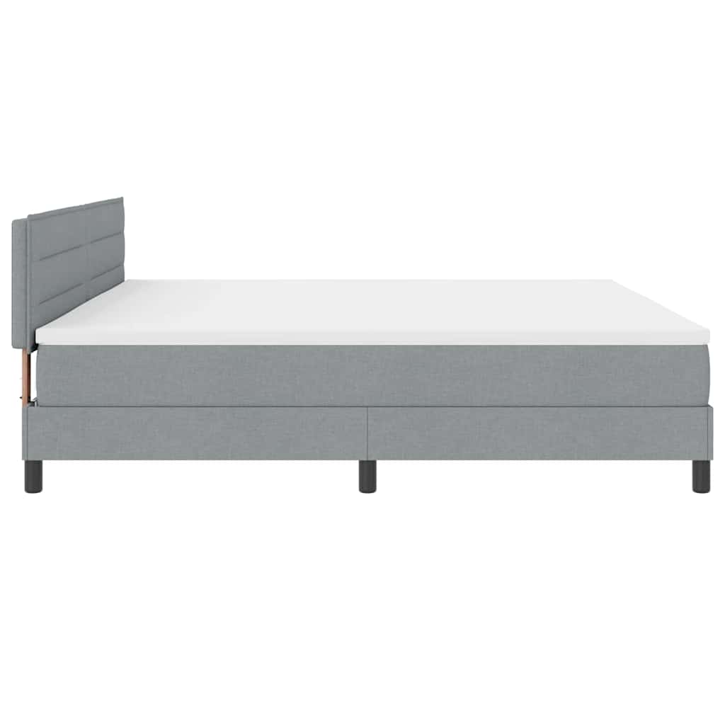 Box spring seng med hovedgærde Lysegrå 200 x 200 cm Stof