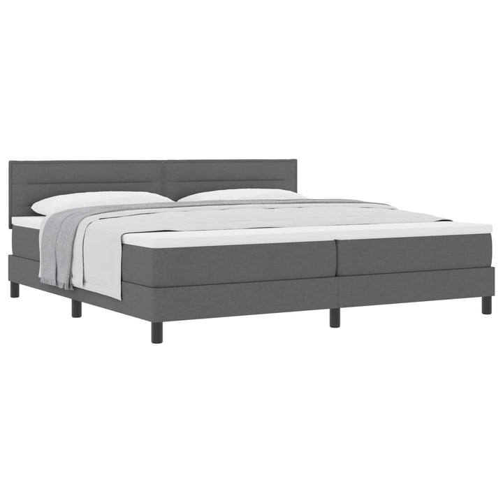 Box spring seng med hovedgærde Mørkegrå 200 x 200 cm Stof