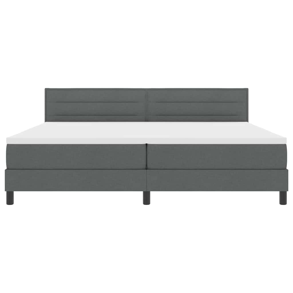Box spring seng med hovedgærde Mørkegrå 200 x 200 cm Stof