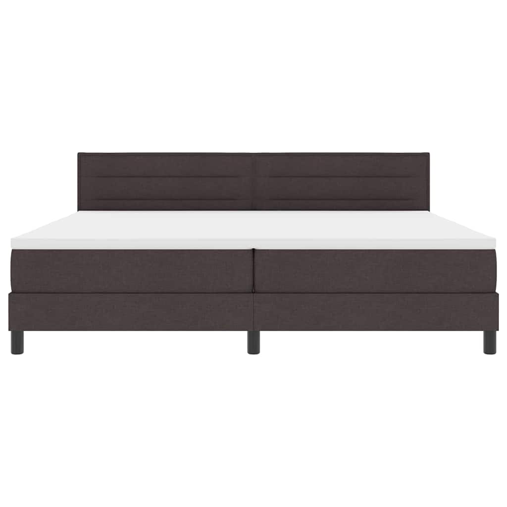 Box spring seng med hovedgærde Mørk Brun 200 x 200 cm Stof