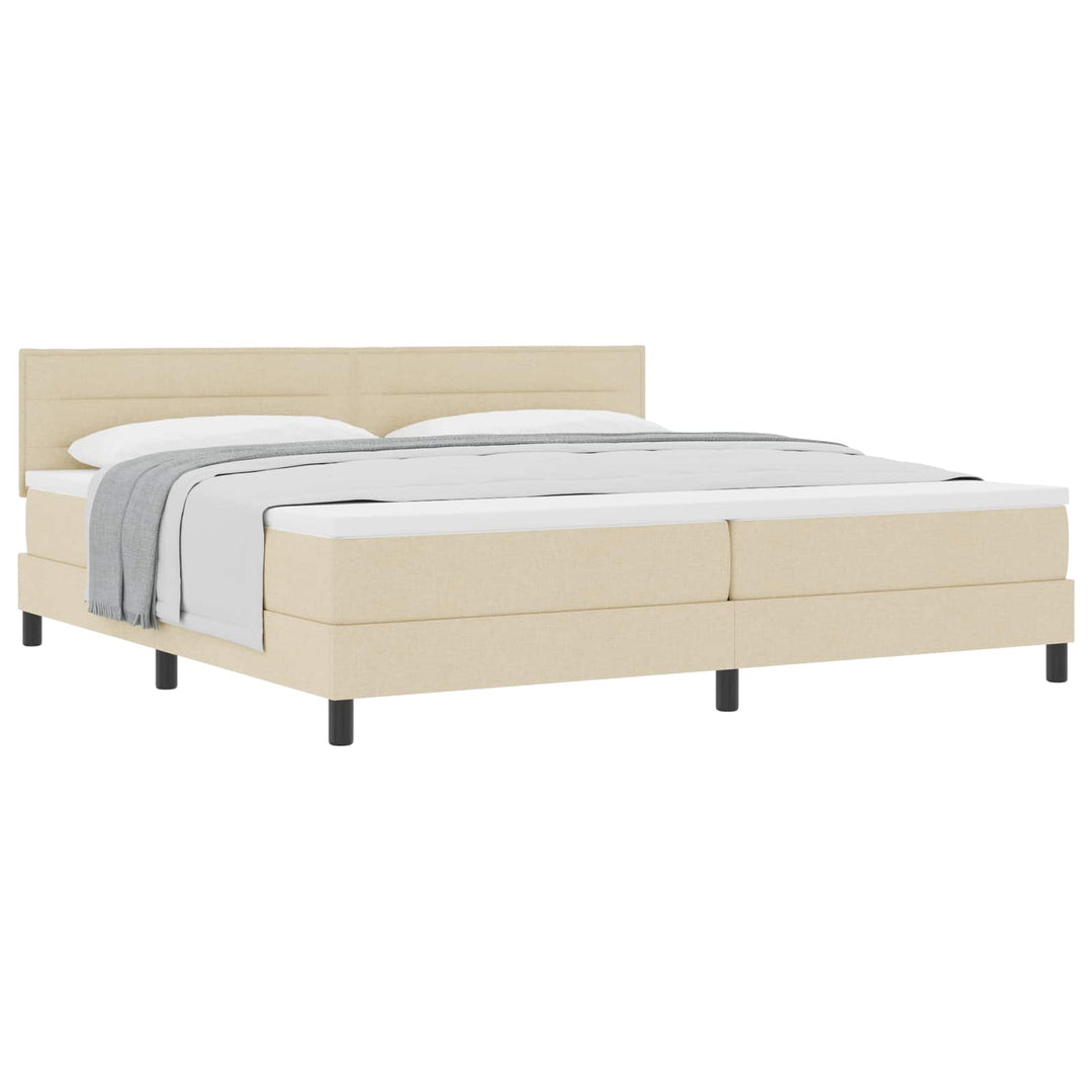 Box spring seng med hovedgærde Creme 200 x 200 cm Stof