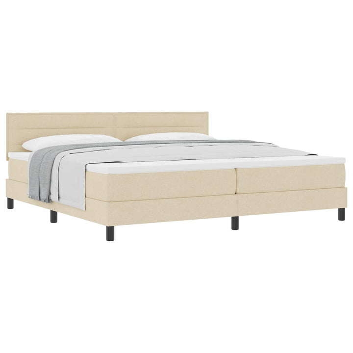 Box spring seng med hovedgærde Creme 200 x 200 cm Stof