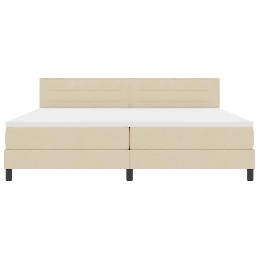 Box spring seng med hovedgærde Creme 200 x 200 cm Stof