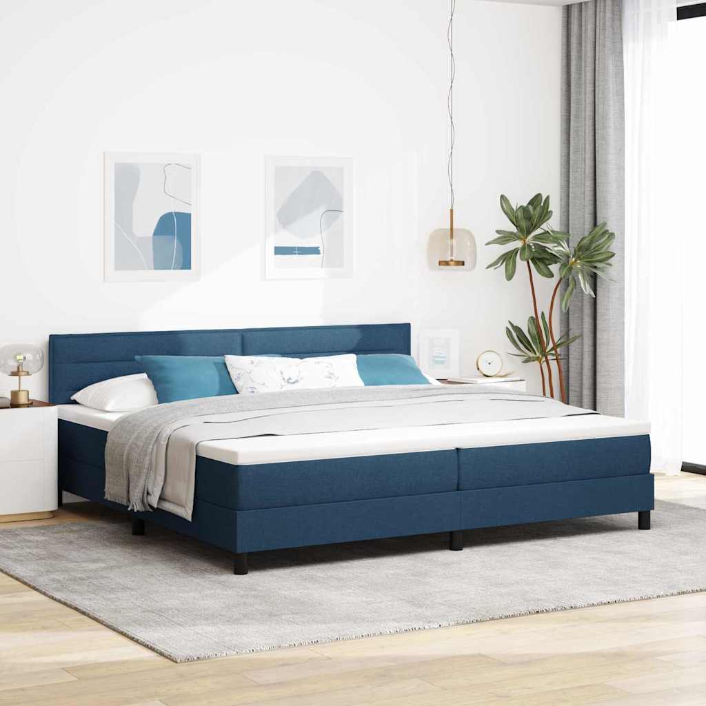 Box spring seng med hovedgærde Blå 200 x 200 cm Stof