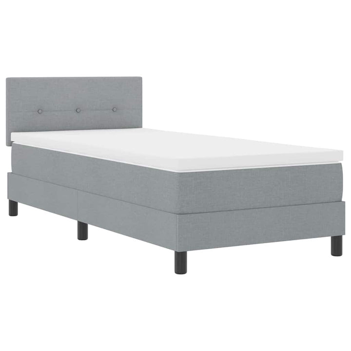 Box spring seng med hovedgærde Lysegrå 80 x 200 cm Stof