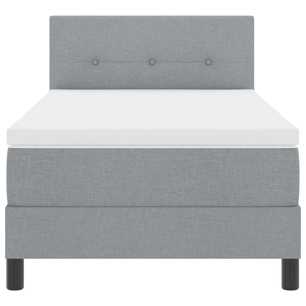 Box spring seng med hovedgærde Lysegrå 80 x 200 cm Stof