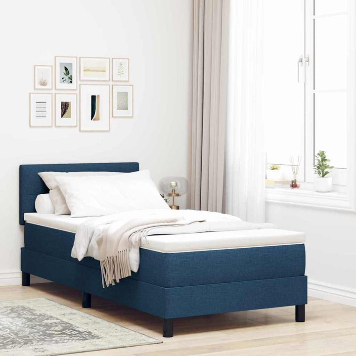 Box spring seng med pude med hovedgærde Blå 80 x 200 cm Stof