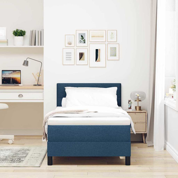Box spring seng med pude med hovedgærde Blå 80 x 200 cm Stof