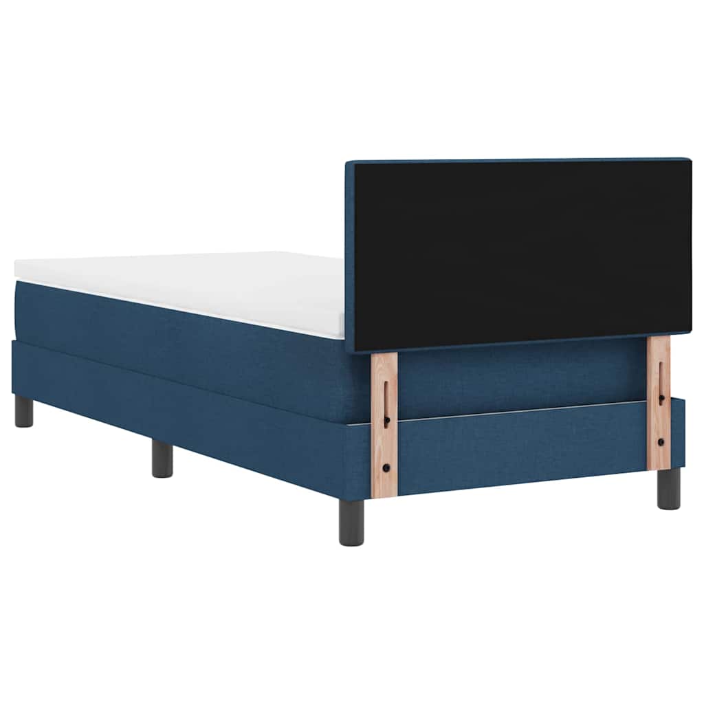 Box spring seng med pude med hovedgærde Blå 80 x 200 cm Stof