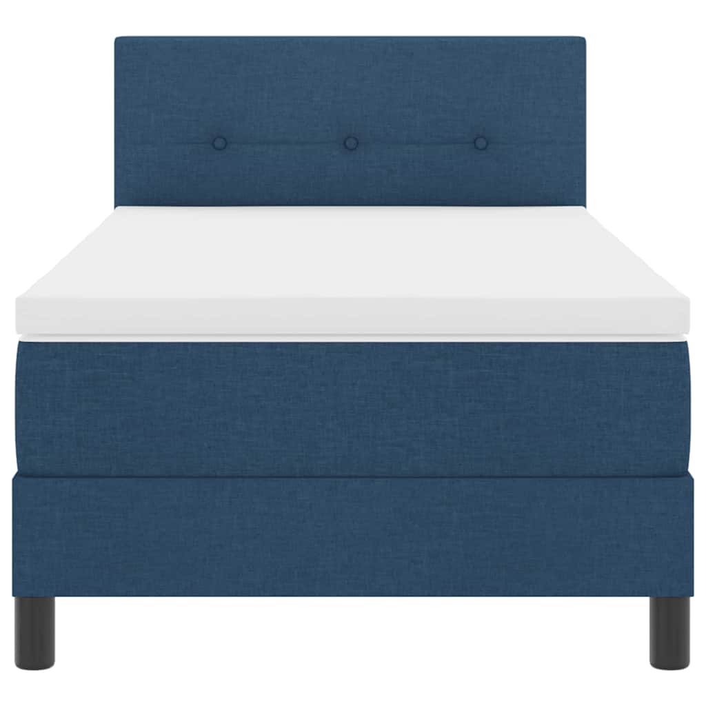 Box spring seng med pude med hovedgærde Blå 80 x 200 cm Stof
