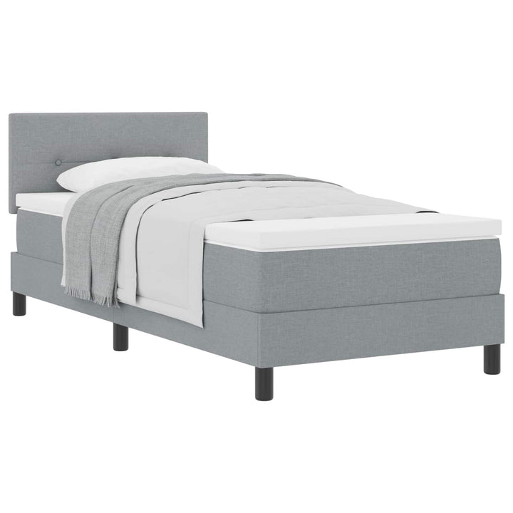 Box spring seng med hovedgærde Lysegrå 90 x 190 cm Stof